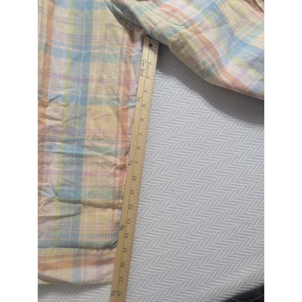 Lauren Ralph Lauren Shirt Womens 3X Pastel Plaid Linen Cotton Roll Tab - Picture 10 of 16